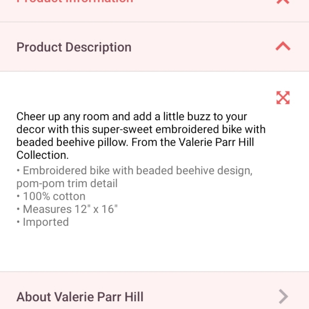 Embroidered Bike with Beaded Beehive Pillow by Valeri...QVC,,NEW - Picture 13 of 14